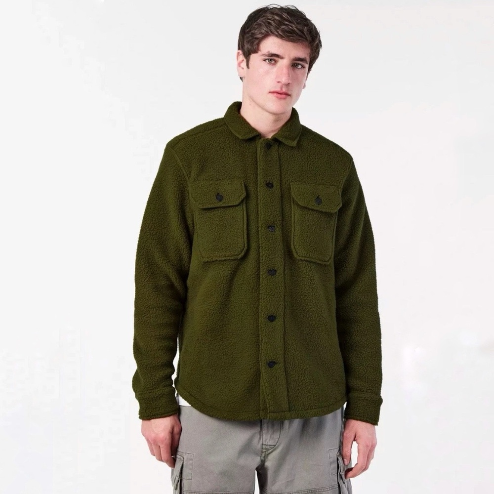 Polo Ralph Lauren Pile Fleece Button Down Shirt Jacket Over-shirt in Green NWT